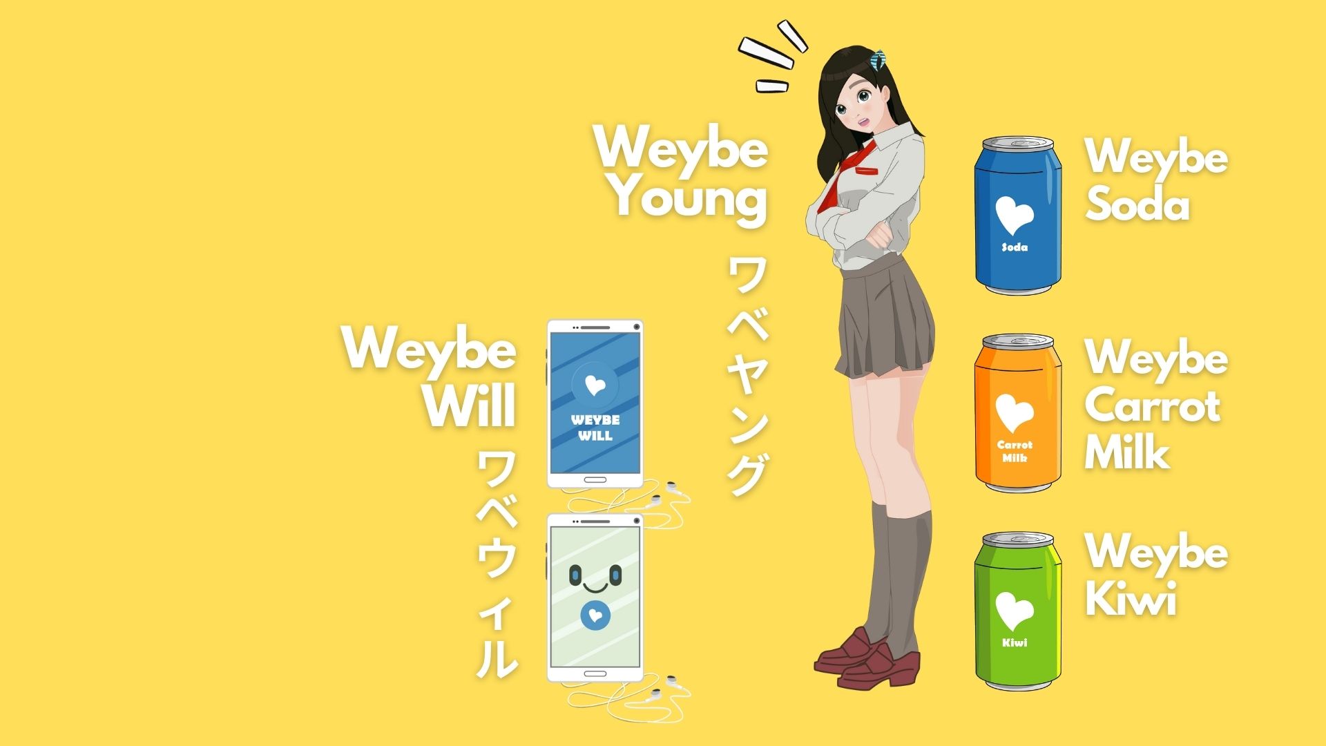weybe tokyo,weybe young,weybe will,weybe kiwi,weybe carrot milk,weybe soda